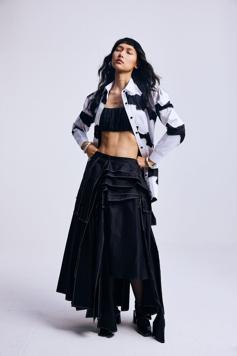 Monochrome Petal" Skirt