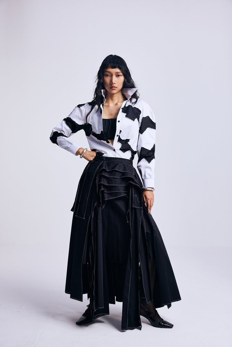 Monochrome Petal" Skirt