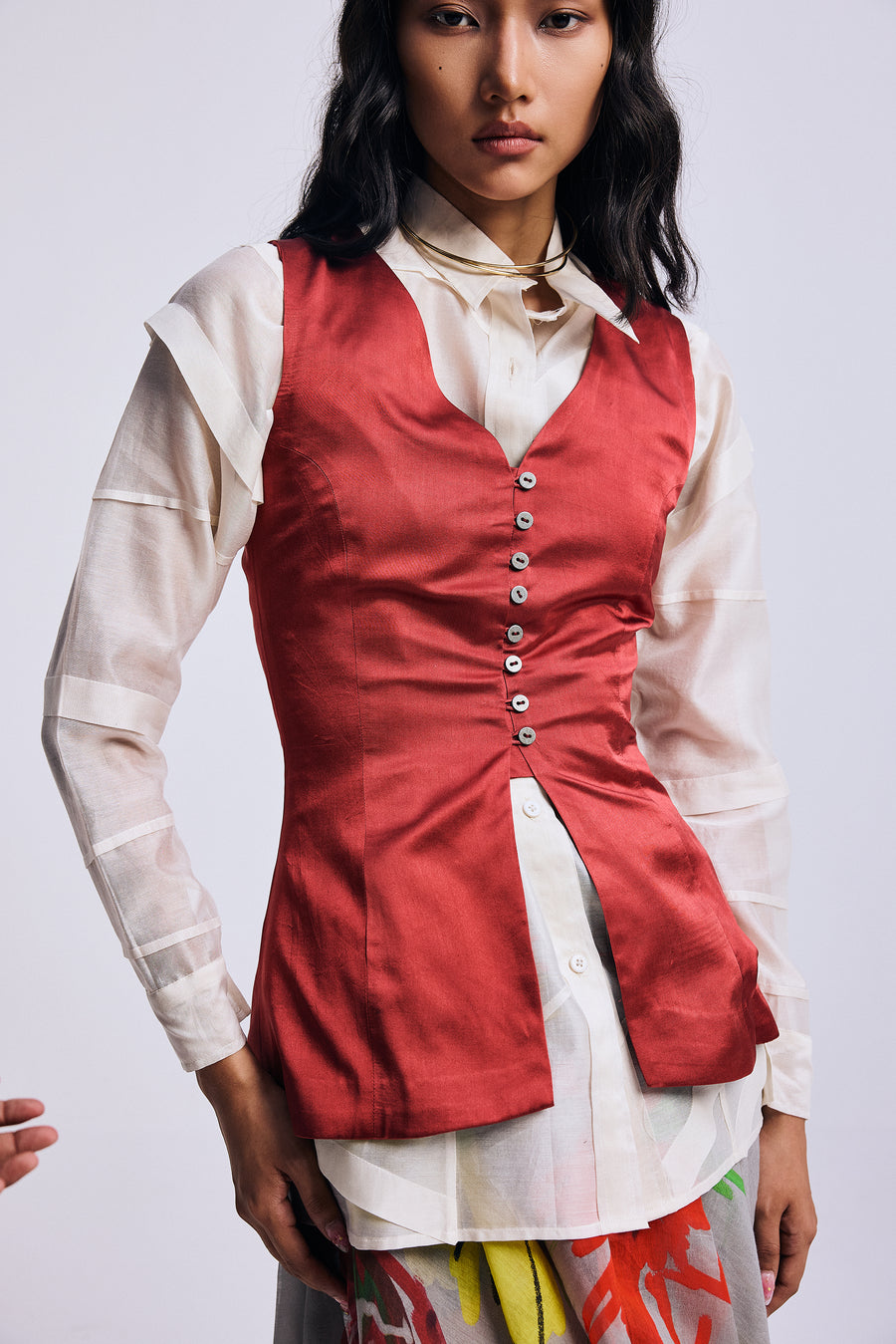 Crimson Curve" Waistcoat