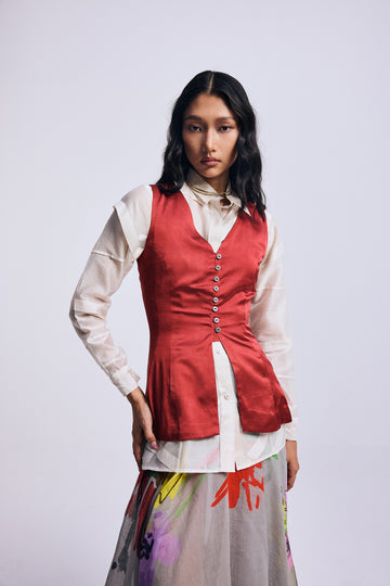 Crimson Curve" Waistcoat