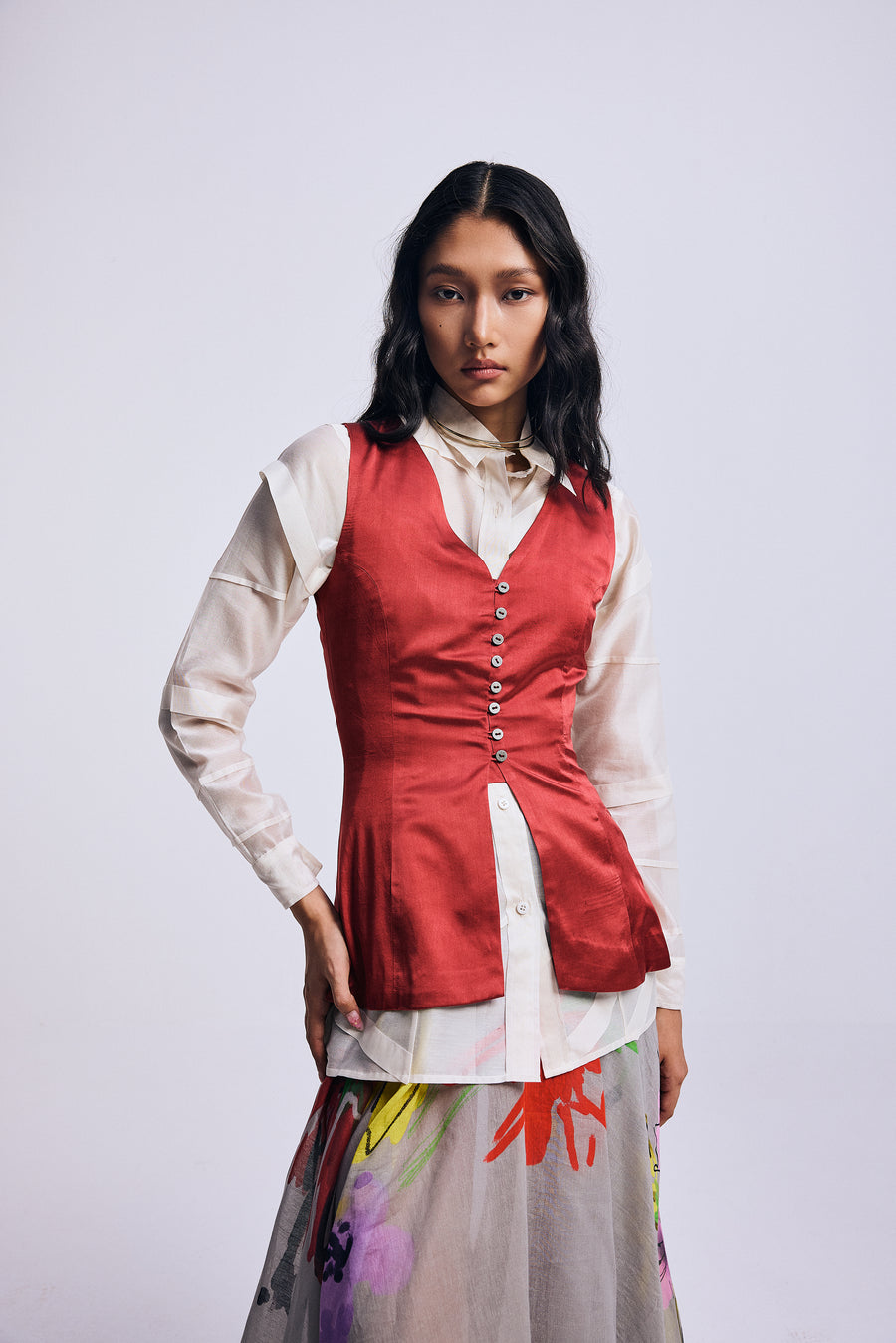 Crimson Curve" Waistcoat