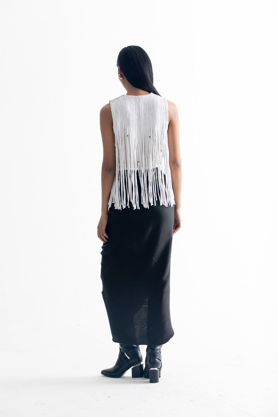 Black overlap drape skirt