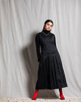 Self Pleated Cutsleeve Dress