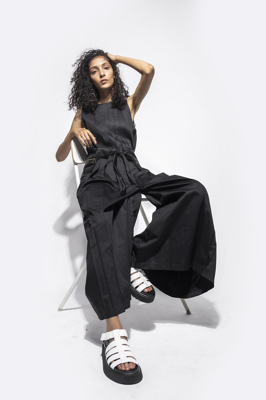Jumpsuit with Overall Pleats