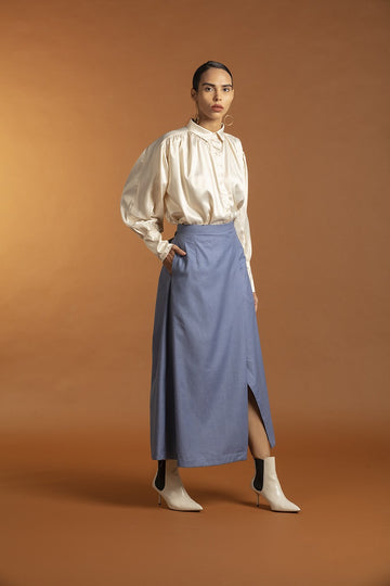 Cool Blue Slit Skirt