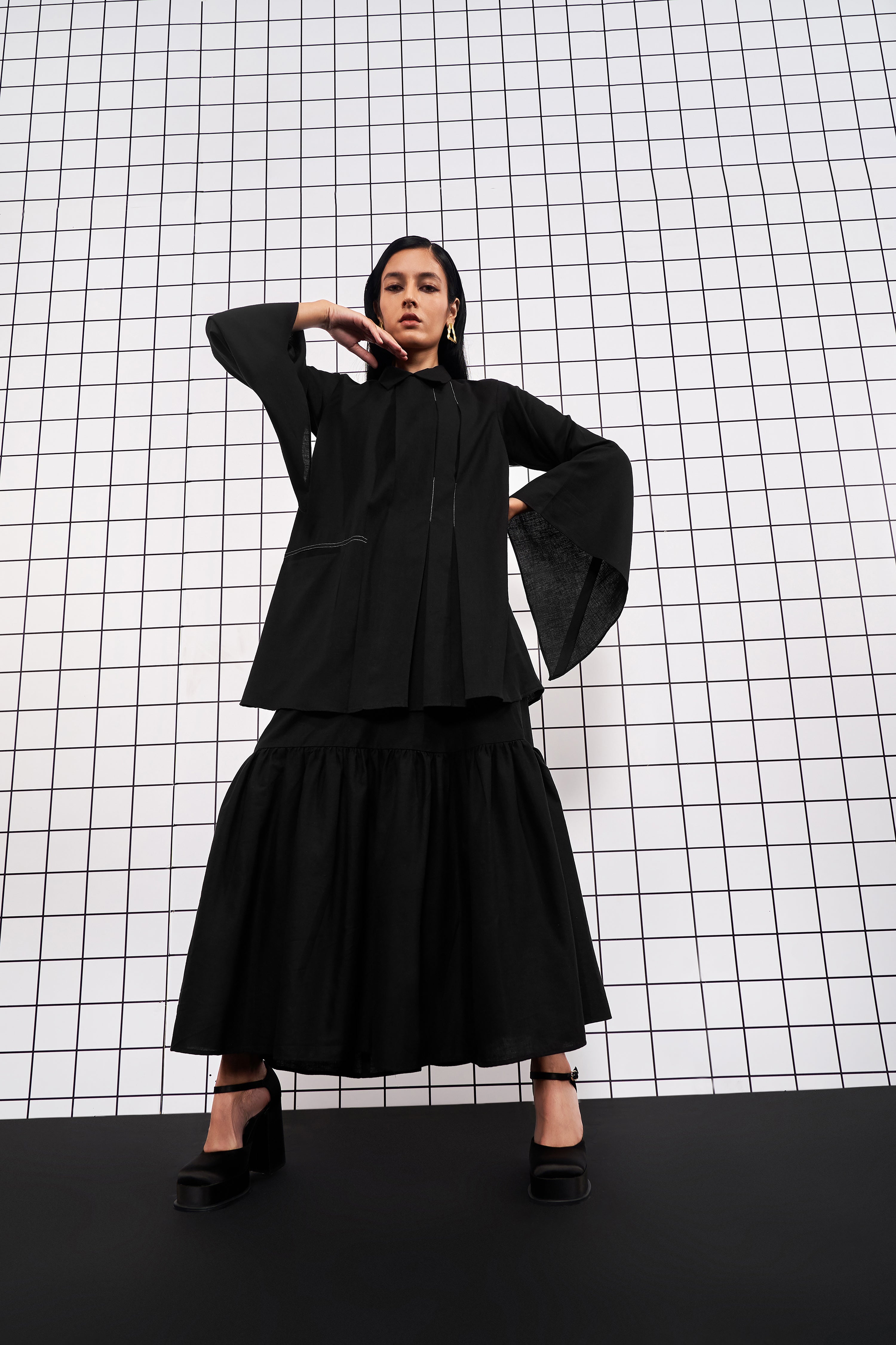 BLACK APPLIQUE CO-ORD SET